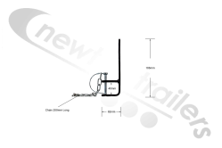 20-HADR-21 Stowage With Chain  Roll Over Sheet Handle Stowage Body Bracket - Straight Type INCLUDING CHAIN