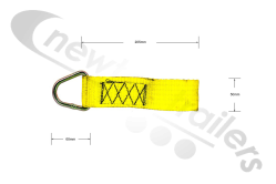 23-STRAP-24-8" C/W P LINK YELLOW Dawbarn Cover Sheet Side Strap - Short Hooped Pole Strap With Eyelet For Clearspan - Yellow